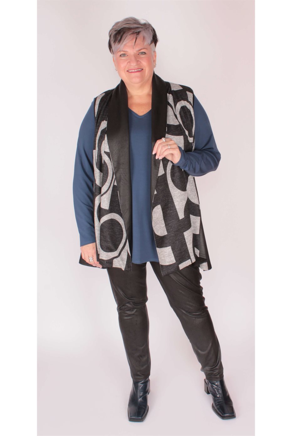 Cardigan Sans Manches Gris / Noir